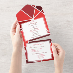 Elegante geometrische Hochzeit All In One Einladung