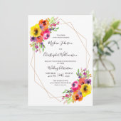 Elegante geometrische Hochzeit mit leuchtendem Was Einladung (Stehend Vorderseite)