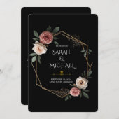 Elegante geometrische Hochzeitskarte Einladung (Vorne/Hinten)