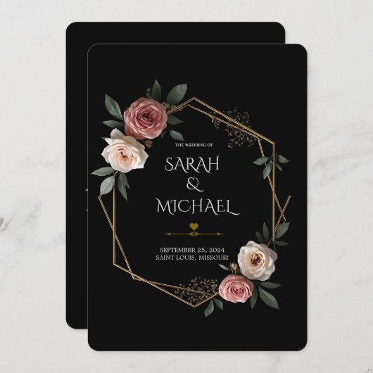 Elegante geometrische Hochzeitskarte Einladung (Vorne/Hinten)