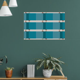 Elegante geometrische Kunst Erdtöne Blau Braun Gra Poster