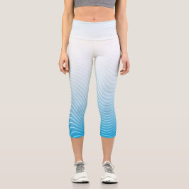 Elegante geometrische Linien Blaue weiße Streifen Capri Leggings