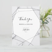 Elegante geometrische Marmorhochzeit Dankeskarte (Stehend Vorderseite)