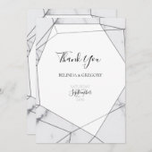Elegante geometrische Marmorhochzeit Dankeskarte (Vorne/Hinten)