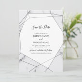 Elegante geometrische Marmorhochzeit Save The Date (Stehend Vorderseite)