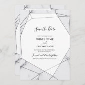 Elegante geometrische Marmorhochzeit Save The Date (Vorne/Hinten)