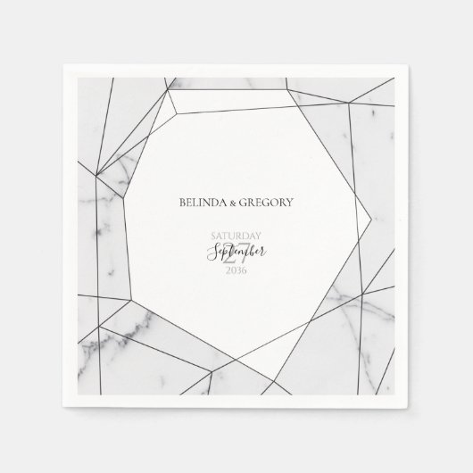 Elegante geometrische Marmorhochzeit Serviette (Vorderseite)