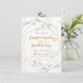 Elegante geometrische Mint-Gold-Hochzeit - Einladu Einladung (Stehend Vorderseite)