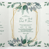 Elegante geometrische Rahmen-Blätter | Hochzeit vo Dreifach Gefaltete Einladung (Innenseite Mitte)