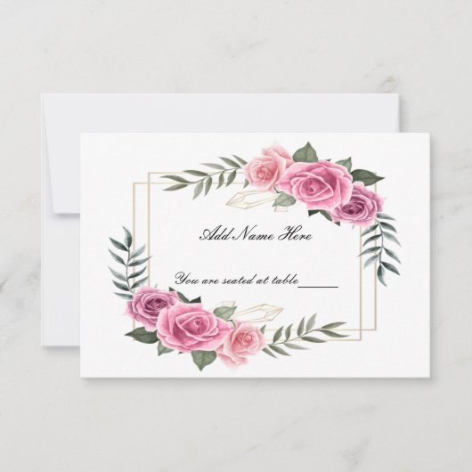 Elegante geometrische Rosa-Platzkarte Dankeskarte (Vorderseite)