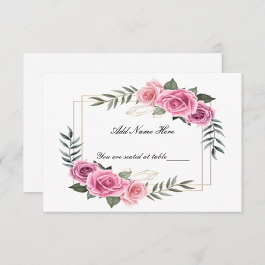 Elegante geometrische Rosa-Platzkarte Dankeskarte (Vorne/Hinten)