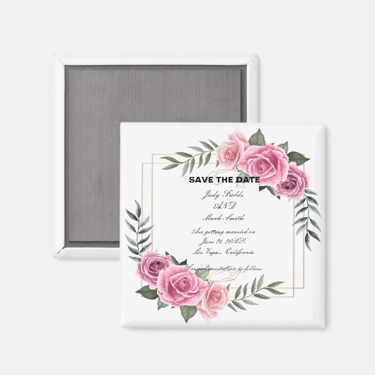 Elegante geometrische Rosa-Rose speichert das Datu Magnet (Vorderseite/Rückseite)