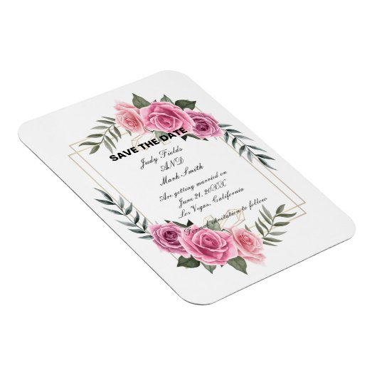 Elegante geometrische Rosa-Rose speichert das Datu Magnet (Rechte Seite)