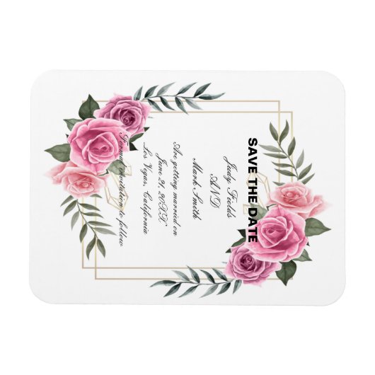 Elegante geometrische Rosa-Rose speichert das Datu Magnet (Horizontal)