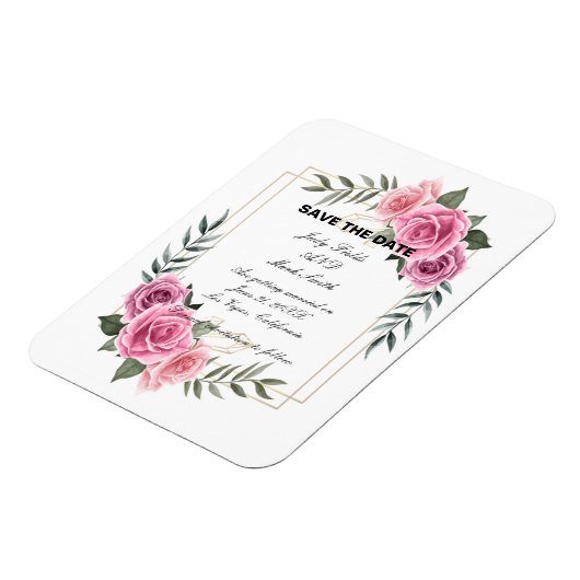 Elegante geometrische Rosa-Rose speichert das Datu Magnet (Linke Seite)