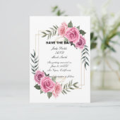 Elegante geometrische rosa Save the Date Karte (Stehend Vorderseite)