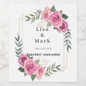 Elegante geometrische Rosa Weinetiketten Weinetikett (Einzelnes Label)