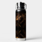 Elegante geometrische schwarze goldene Kunst Trinkflasche (Hinten)