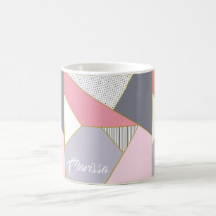 Elegante geometrische Streifen Polka Punkte Pastel Kaffeetasse