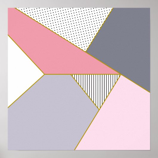 Elegante geometrische Streifen Polka Punkte Pastel Poster (Vorne)