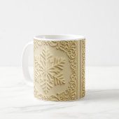 Elegante geprägte Schneeflocken-Feiertagskunst Kaffeetasse (Vorderseite Links)