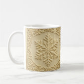Elegante geprägte Schneeflocken-Feiertagskunst Kaffeetasse (Links)