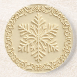 Elegante geprägte Schneeflocken-Festtags-Kunst Getränkeuntersetzer