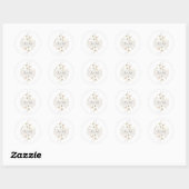 Elegante, gepresste Floral Monogramm Hochzeit Runder Aufkleber (Blatt)