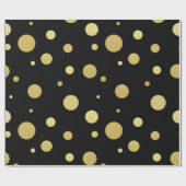 Elegante gepunktete Kreise Muster Schwarz & Gold Geschenkpapier (Flach)