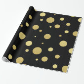 Elegante gepunktete Kreise Muster Schwarz & Gold Geschenkpapier (Ungerollt)
