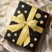Elegante gepunktete Kreise Muster Schwarz & Gold Geschenkpapier