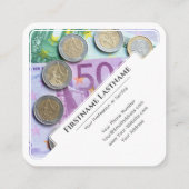 Elegante gerahmte Euro-Geldexperten Quadratische Visitenkarte (Rückseite)