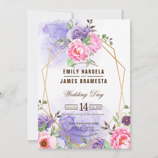 Elegante Gerahmte Hochzeit im Wasser Einladung (Vorderseite)