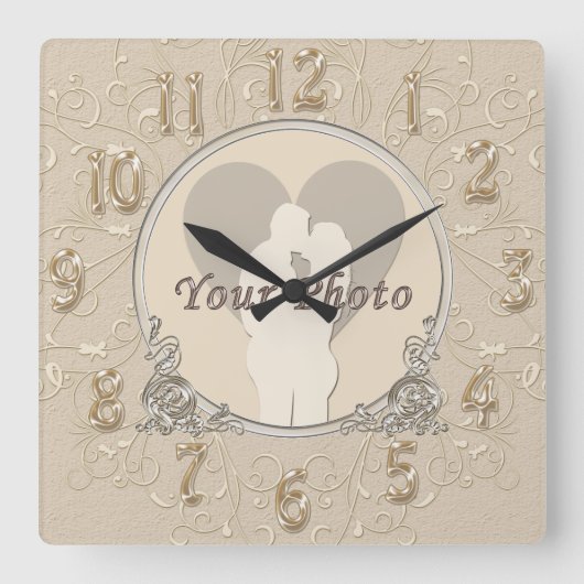 Elegante Geschenke zur FOTO-Uhr-Hochzeit und zum G Quadratische Wanduhr (Vorderseite)