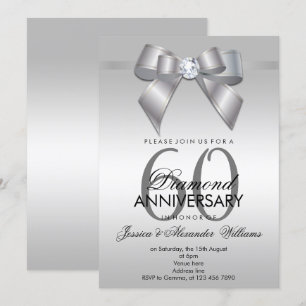 Elegante Geschenkschleife & Band 60. Hochzeitstag Einladung