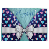 Elegante Geschenktasche mit Bow- und Herzklammern Große Geschenktüte (Rückseite)