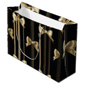 Elegante Geschenktasche mit schwarzer Base und gol Große Geschenktüte (Vorderseite Schrägansicht)