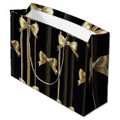 Elegante Geschenktasche mit schwarzer Base und gol Große Geschenktüte (Rückseite Schrägansicht)