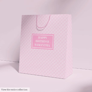 Elegante Geschenktüten mit Namen Rosa Karo Mittel Mittlere Geschenktüte