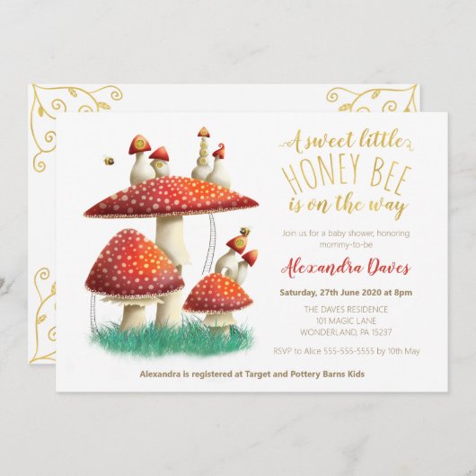 Elegante, geschlechtsneutrale Babydusche Einladung (Vorne/Hinten)