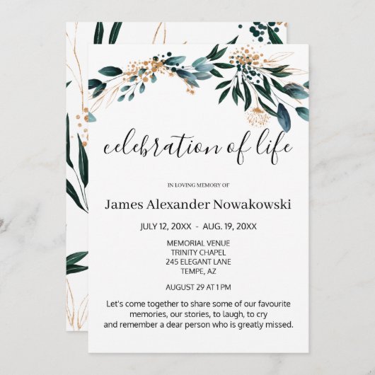 Elegante Geschmackvolle Blumenzitze Einladung (Vorne/Hinten)