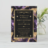 Elegante, geschmolzene Lila Hochzeit Einladung (Stehend Vorderseite)