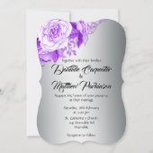 Elegante geschwungene Lila Rose Silberhochzeit Einladung (Vorderseite)