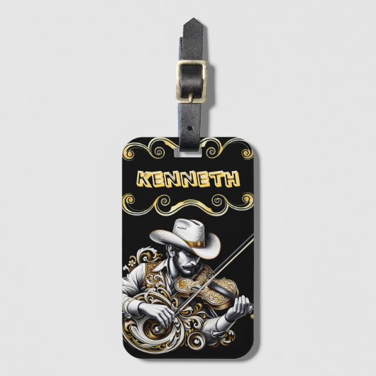 Elegante Gestänge mit Western Cowboy Charm Gepäckanhänger (Vorderseite Vertikal)