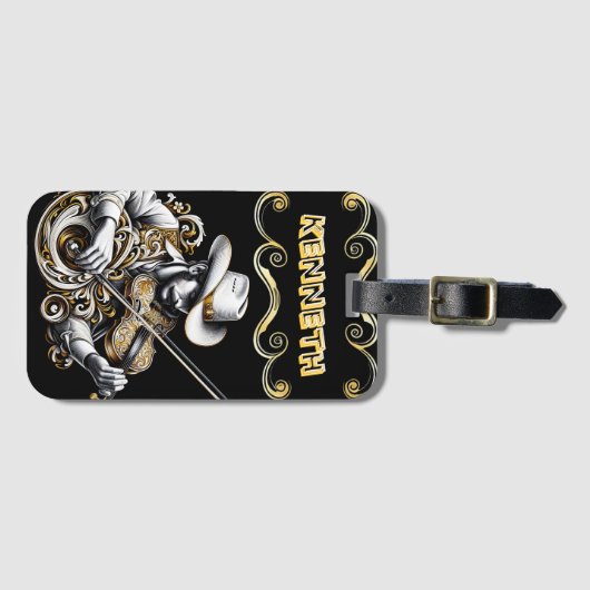 Elegante Gestänge mit Western Cowboy Charm Gepäckanhänger (Vorderseite (Horizontal))