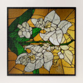 Elegante gestanzte Glas Weiße Orchideen Puzzle (Horizontal)