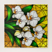 Elegante gestanzte Glas Weiße Orchideen Puzzle (Horizontal)