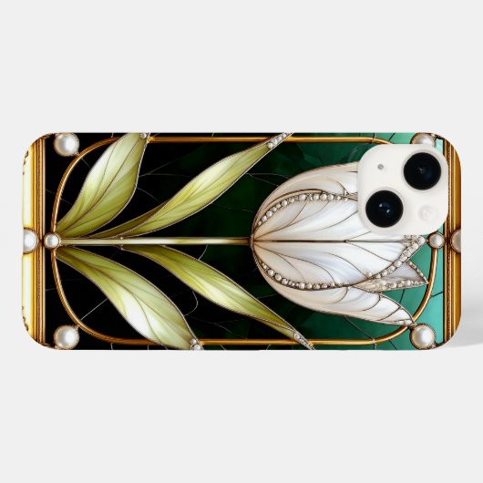 Elegante gestanzte Glasplatte mit Goldrahmen Case-Mate iPhone Hülle (Rückseite (Horizontal))