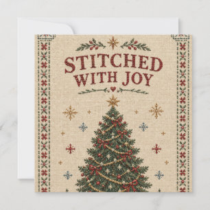 Elegante gestickte Weihnachten, Vintage-Nadelspitz Karte