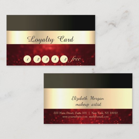Elegante, gestreift, schwarz, Glittery Loyalitätsk Treuekarte (Vorne/Hinten)